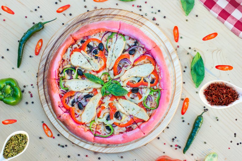 Veggie Supreme pizza with colorful vegetables
